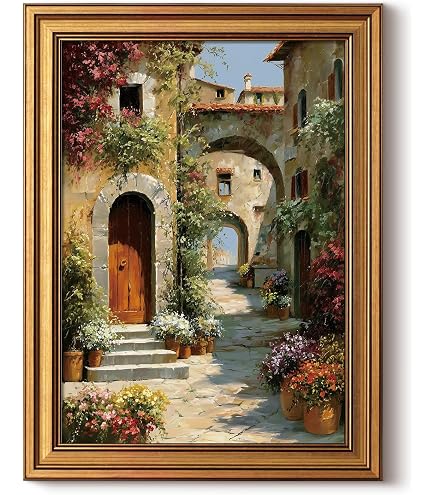 Amazon.com: Touch of Class Tuscan Flowers Wall Canvas Art Red One